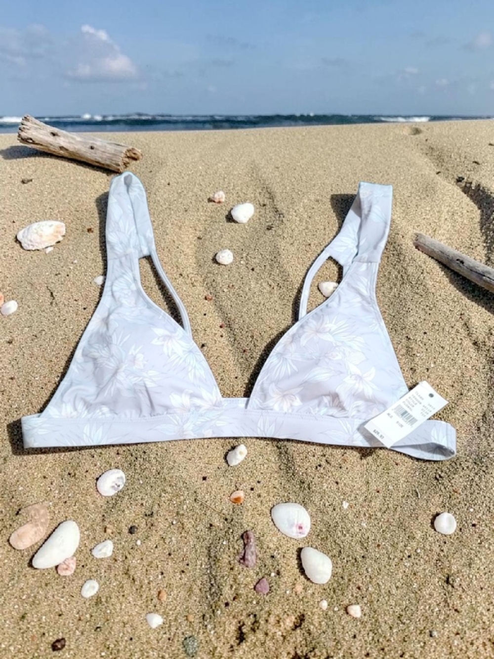 LA HEARTS - XL Light Floral Triangle Bikini Top